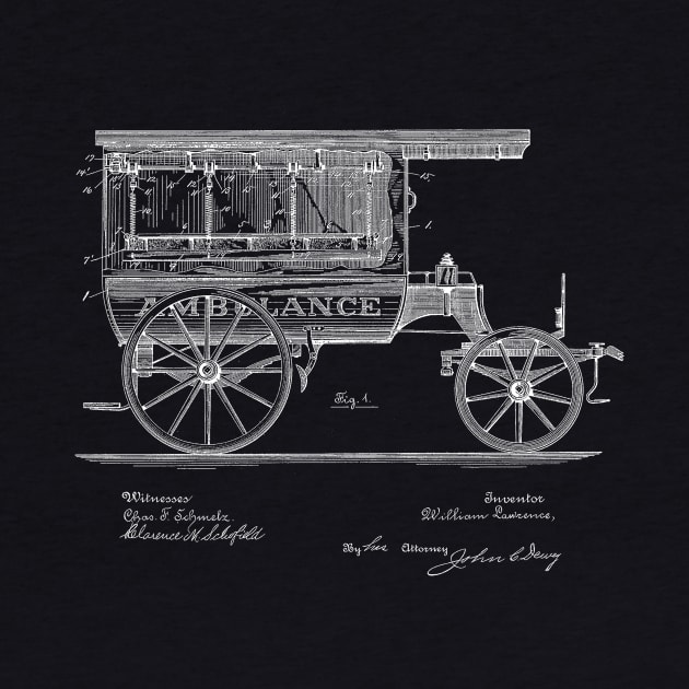 Ambulance Vintage Patent Drawing Funny Novelty T-Shirt by TheYoungDesigns